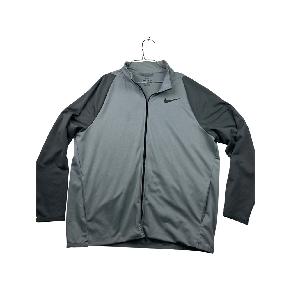 Nike Mens XL Gray Colorblock Dri-FIT Full Zip Track Jacket Running Athletic